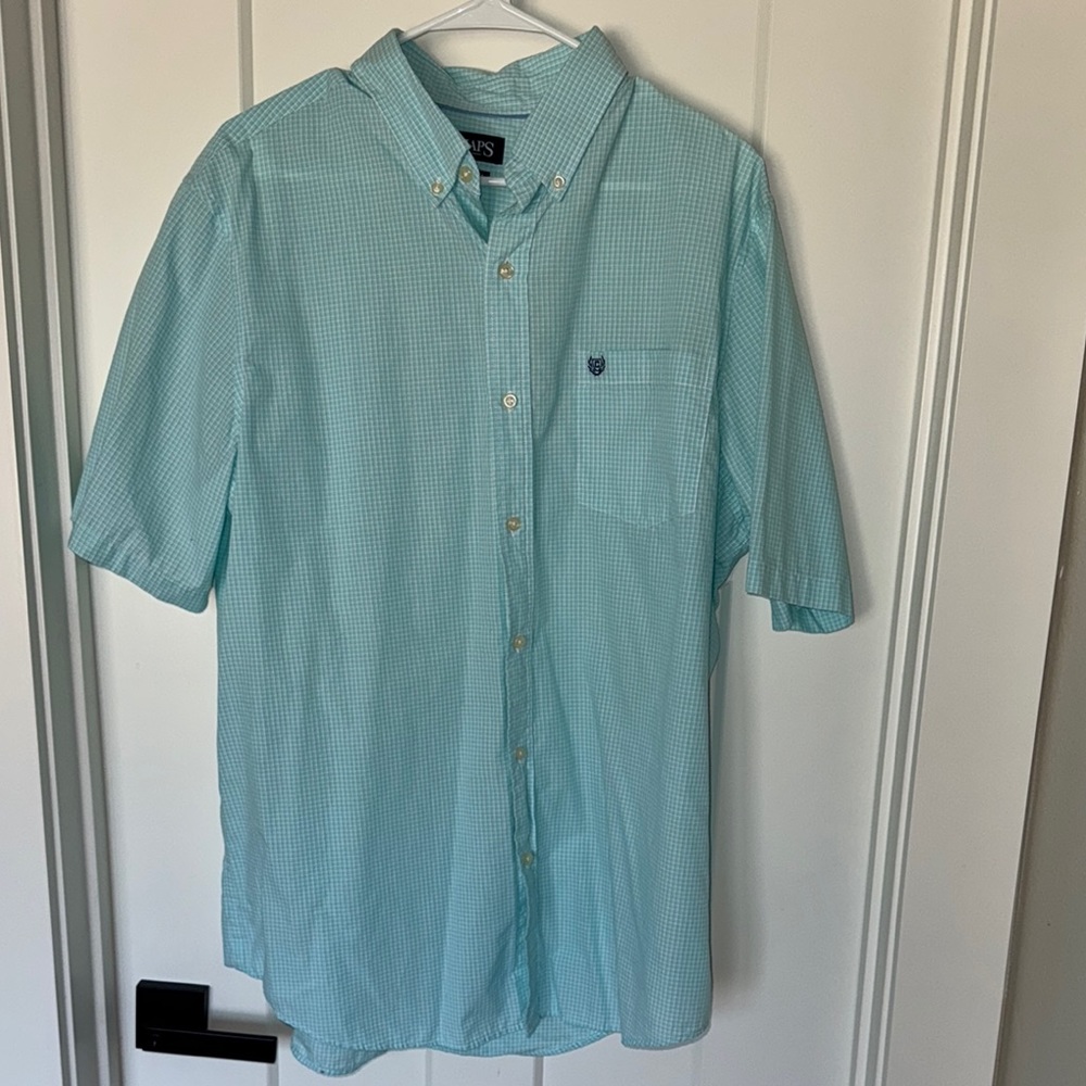 Chaps Blue Casual Button Down Shirt Short Sleeve